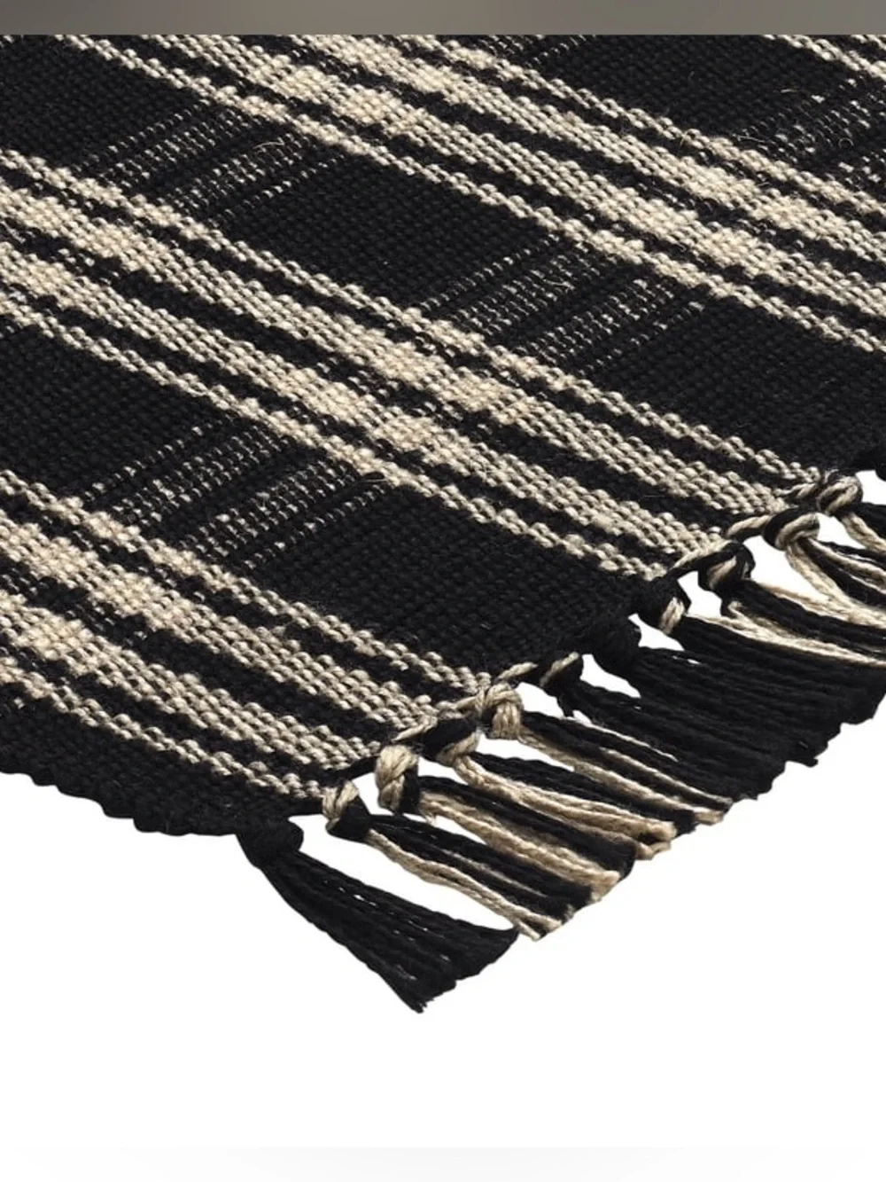 My Texas House Halloween Black Plaid Indoor/Outdoor Layering Rug, 24
